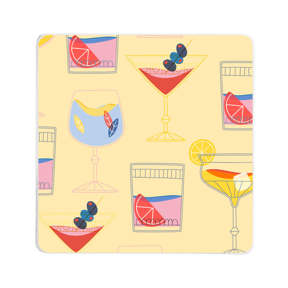 Retro Cocktails Square Coaster