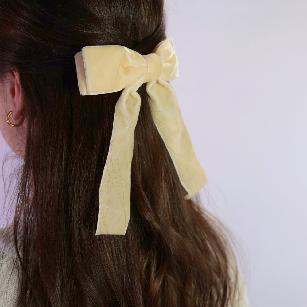 Cream Velvet Hair Bow