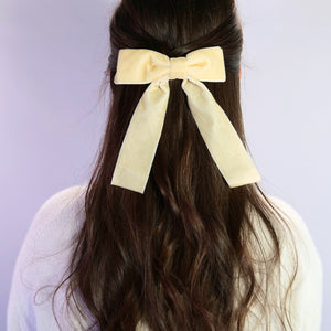 Cream Velvet Hair Bow