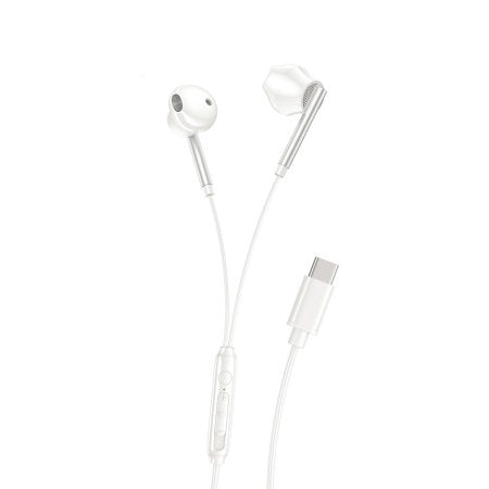 White USB-C Wired Earphones with Microphone