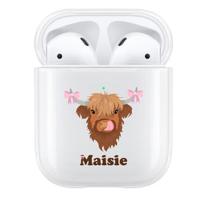 Personalised Coquette Highland Cow AirPod Case