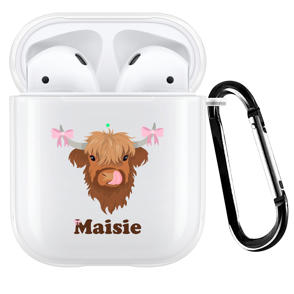 Personalised Coquette Highland Cow AirPod Case