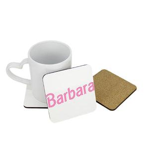 Personalised Light Pink Name Square Coaster