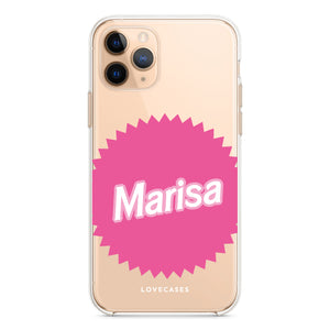 
            
                Load image into Gallery viewer, Personalised Pink Badge Name Phone Case
            
        