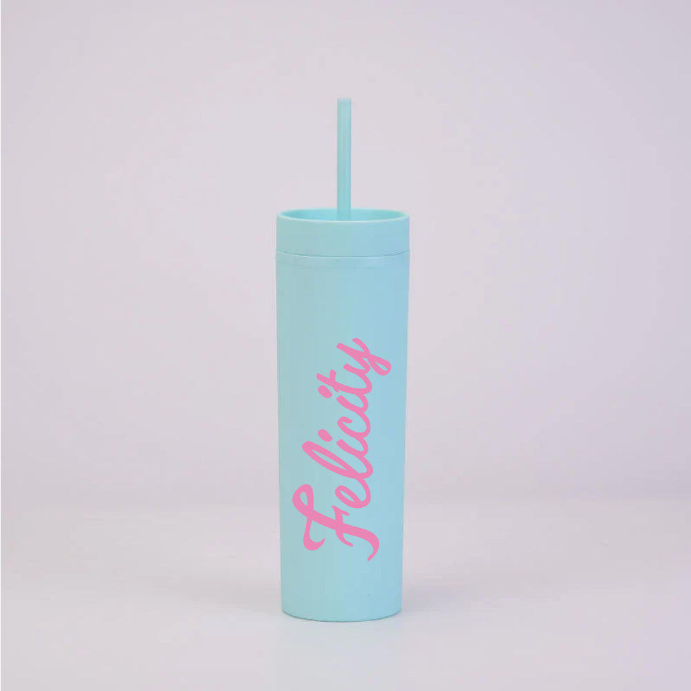 Personalised Pink Doll Name - Mint Skinny Tumbler