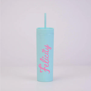 Personalised Pink Doll Name - Mint Skinny Tumbler