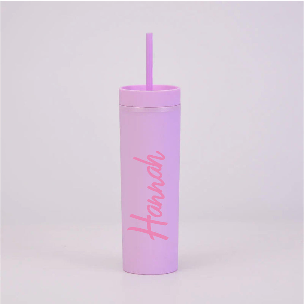 Personalised Pink Doll Name - Lilac Skinny Tumbler