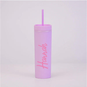 Personalised Pink Doll Name - Lilac Skinny Tumbler