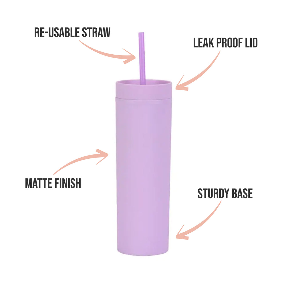 Personalised Pink Doll Name - Lilac Skinny Tumbler