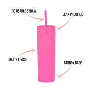 Personalised Pink Doll Name - Hot Pink Skinny Tumbler