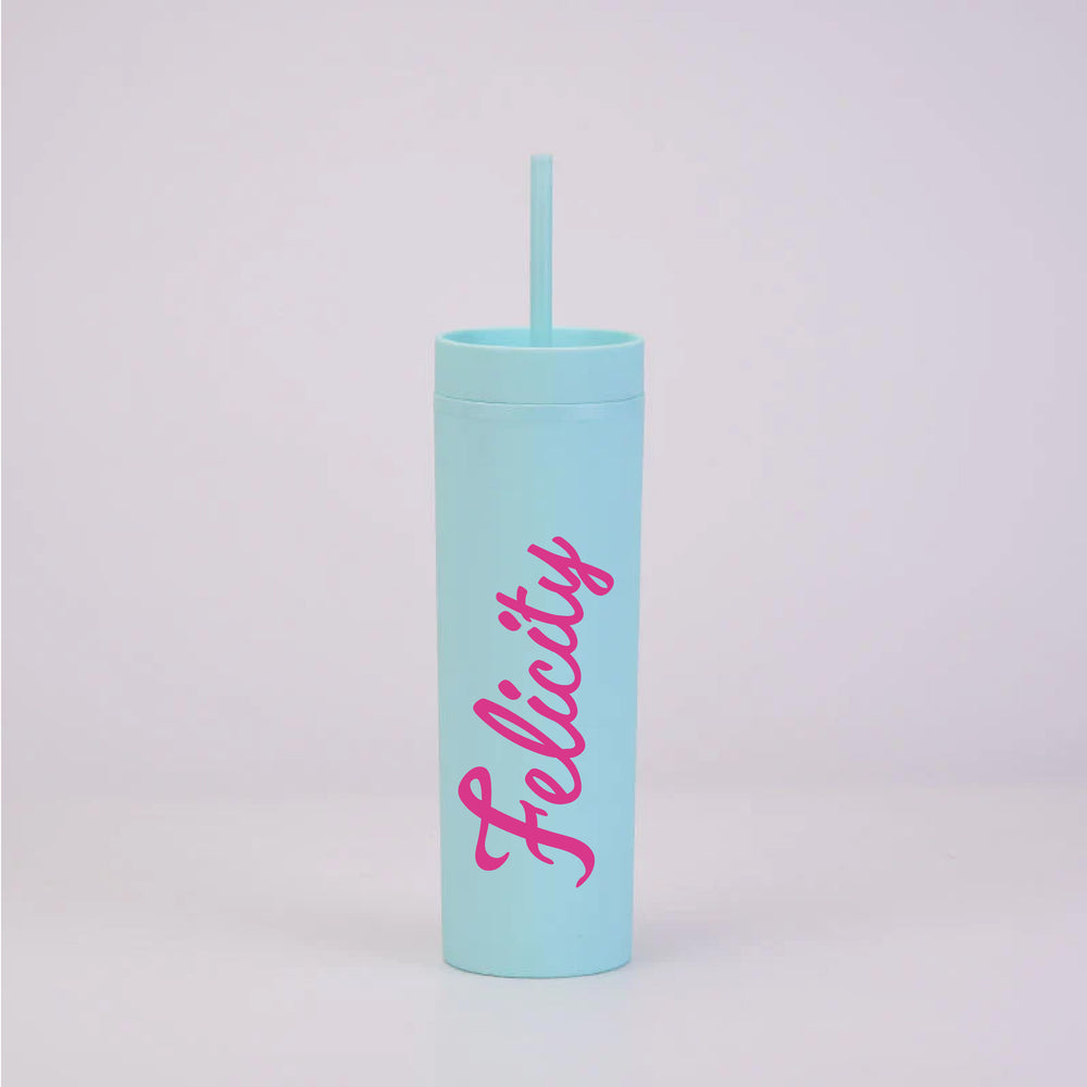 Personalised Pink Doll Name - Mint Skinny Tumbler