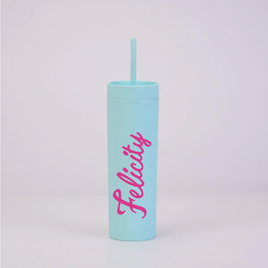 Personalised Pink Doll Name - Mint Skinny Tumbler