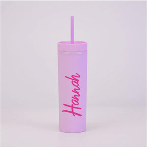 Personalised Pink Doll Name - Lilac Skinny Tumbler