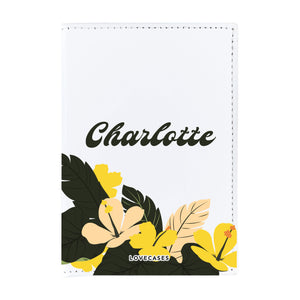 Personalised Tropical Name White Passport Cover