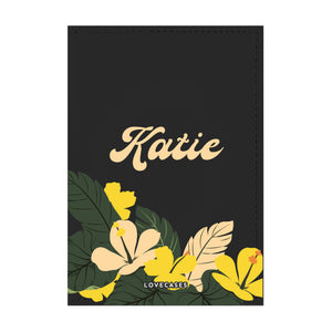 Personalised Tropical Name Black Passport Cover