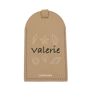 Personalised Seashells Name Beige Luggage Tag
