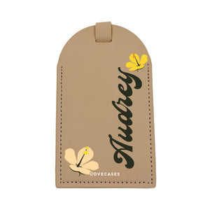 Personalised Tropical Name Beige Luggage Tag