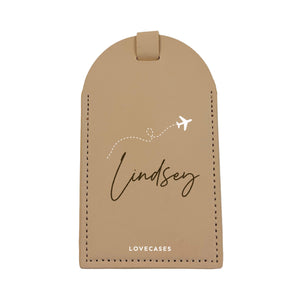 Personalised Jet Set Beige Luggage Tag