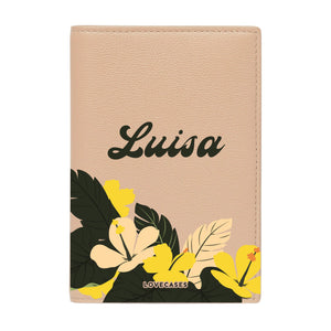 Personalised Tropical Name Beige Passport Cover