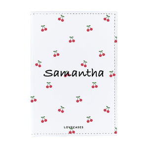 Personalised Cherry Name White Passport Cover