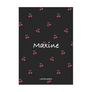 Personalised Cherry Name Black Passport Cover