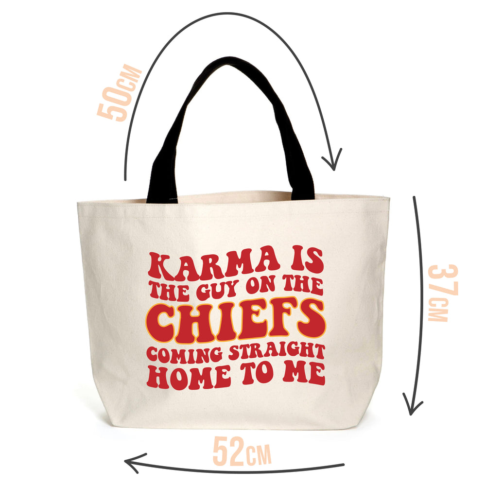 
            
                Load image into Gallery viewer, Karma Is The Guy On The Chiefs Tote
            
        