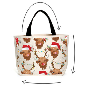 Shelby & Rudy the Christmas Highland Cows Tote