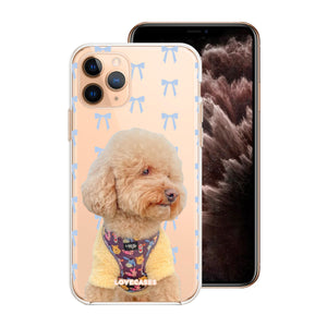 Personalised Blue Bows Pet Portrait Phone Case
