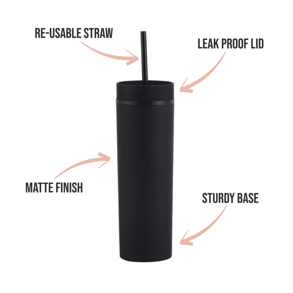 Burgundy Bow Black Skinny Tumbler