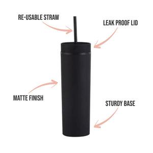Burgundy Bow Black Skinny Tumbler