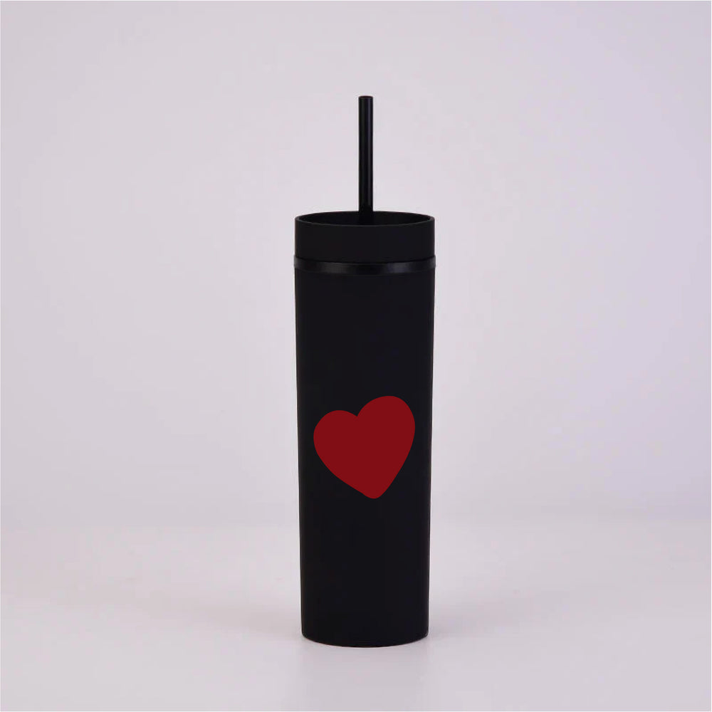 Heart Black Skinny Tumbler