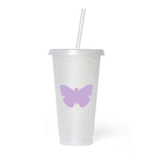 Butterflies Frosted Glitter Tumbler Cup