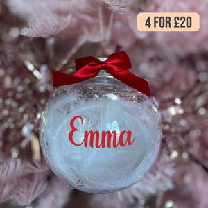 Red Personalised Name Christmas Bauble