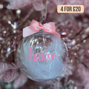 Pink Personalised Name Christmas Bauble