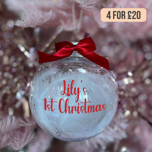 Red Personalised First Christmas Bauble