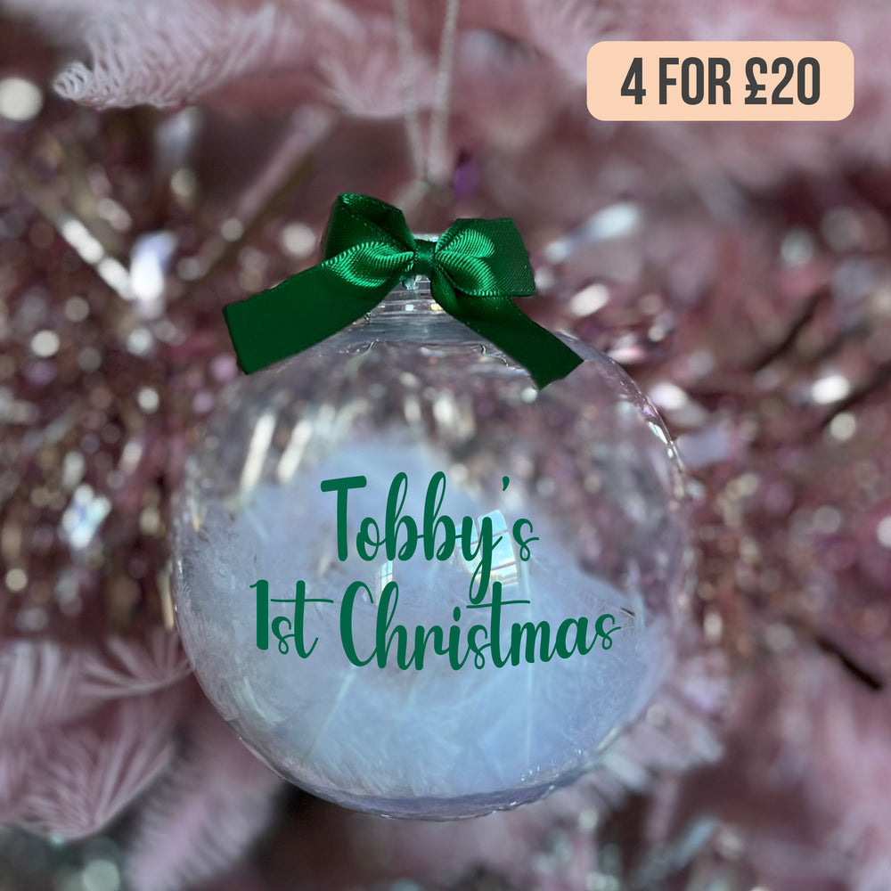 Green Personalised First Christmas Bauble