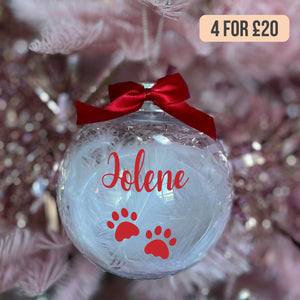 
            
                Load image into Gallery viewer, Red Personalised Pet Name Christmas Bauble
            
        