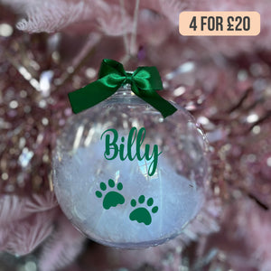 Green Personalised Pet Name Christmas Bauble
