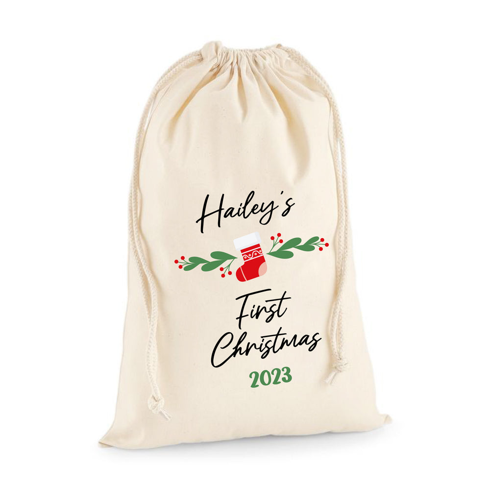 Personalised First Christmas Santa Sack