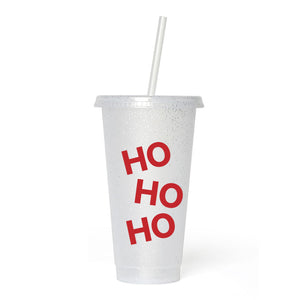 Ho Ho Ho Frosted Glitter Tumbler Cup
