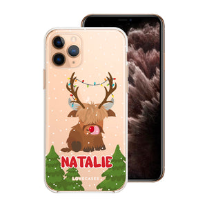 Personalised Reindeer Baby Highland Cow Phone Case