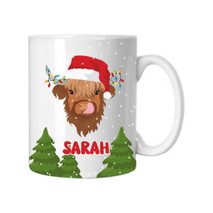 Personalised Santa Highland Cow Mug