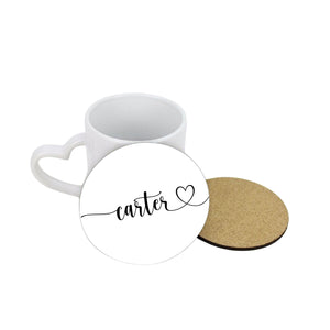 Personalised Heart Name Circle Coaster