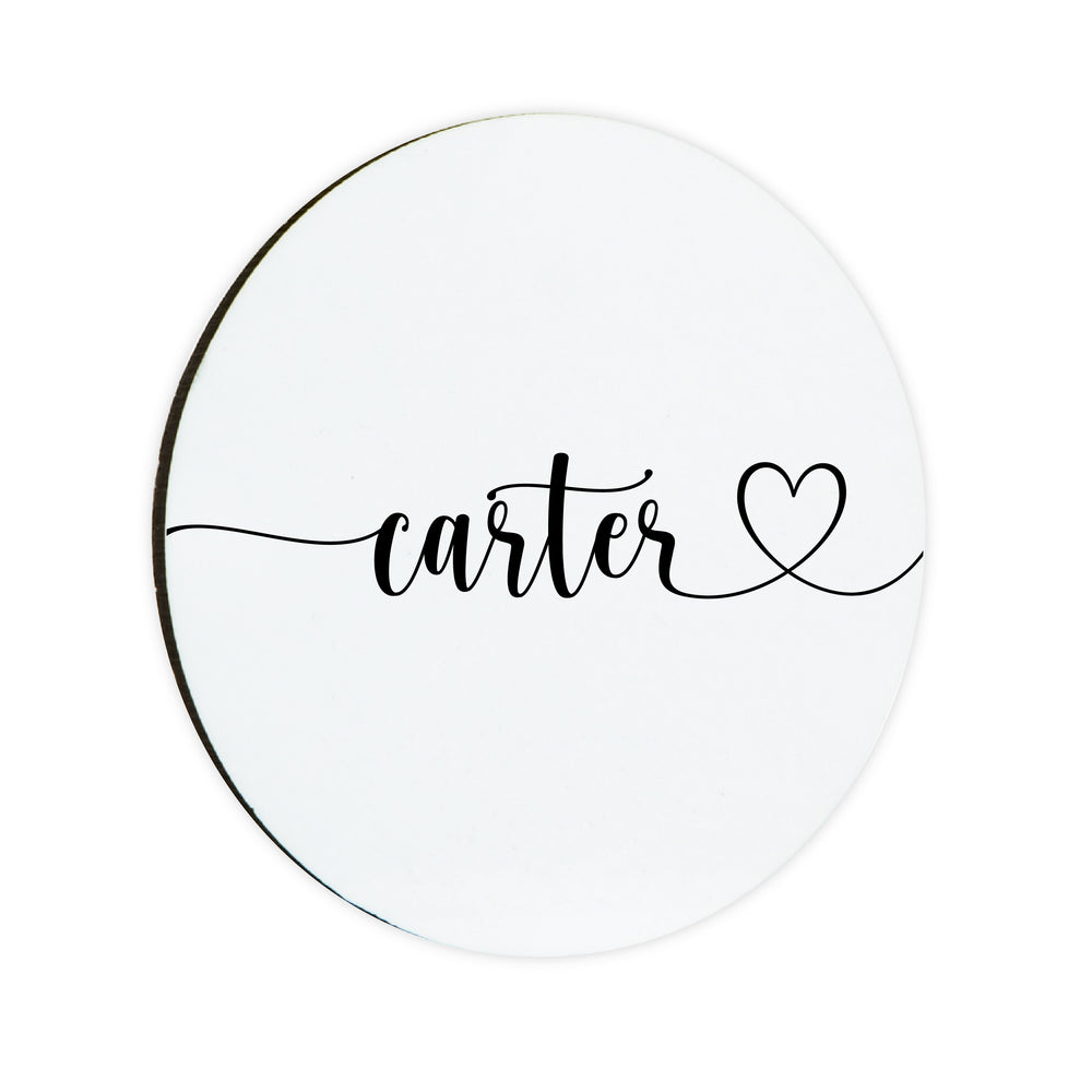 Personalised Heart Name Circle Coaster