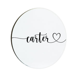 Personalised Heart Name Circle Coaster