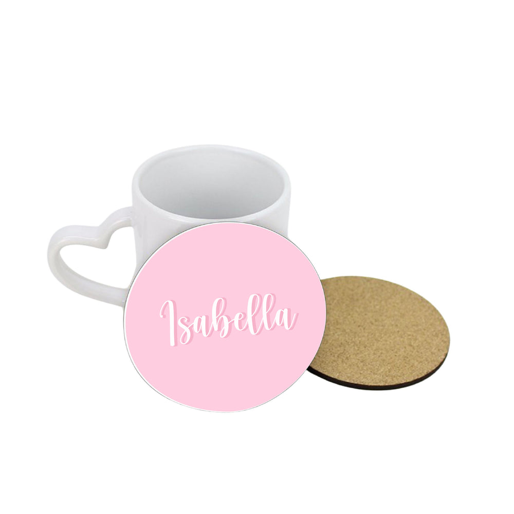 Personalised Baby Pink Name Circle Coaster