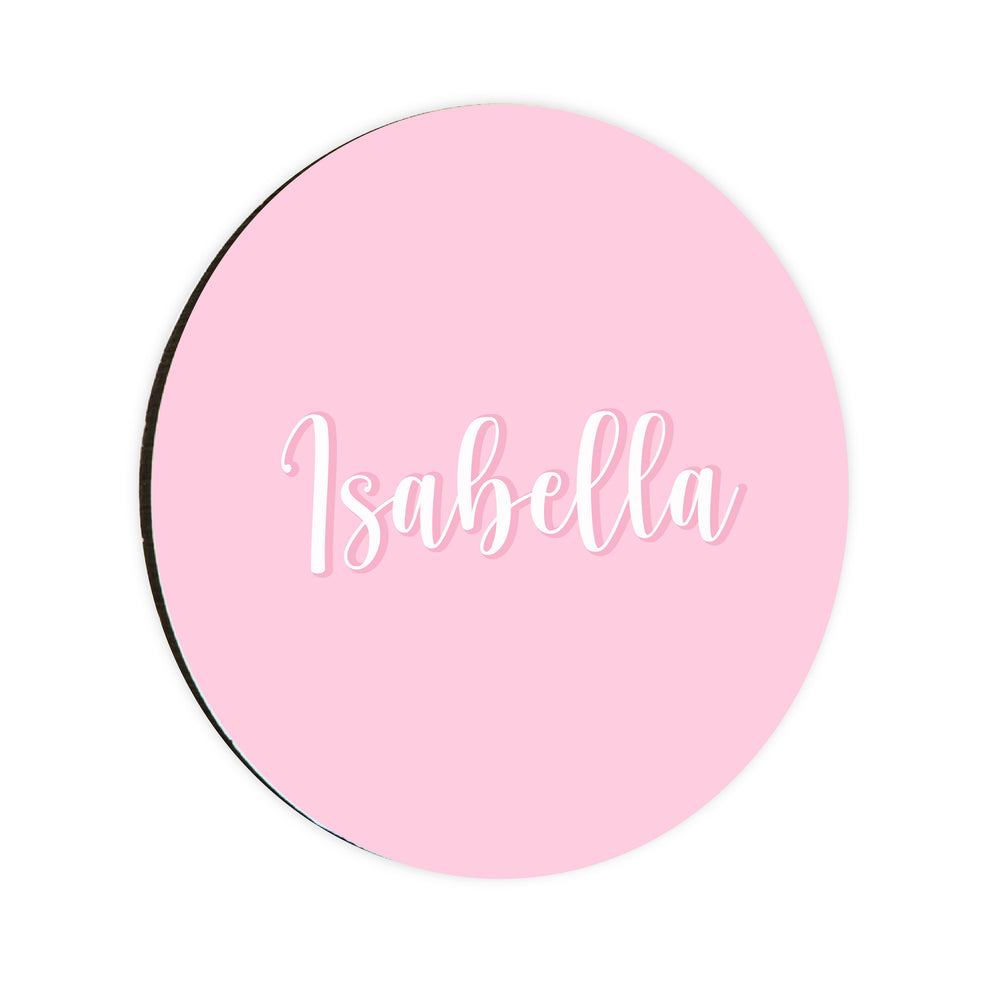 
            
                Load image into Gallery viewer, Personalised Baby Pink Name Circle Coaster
            
        