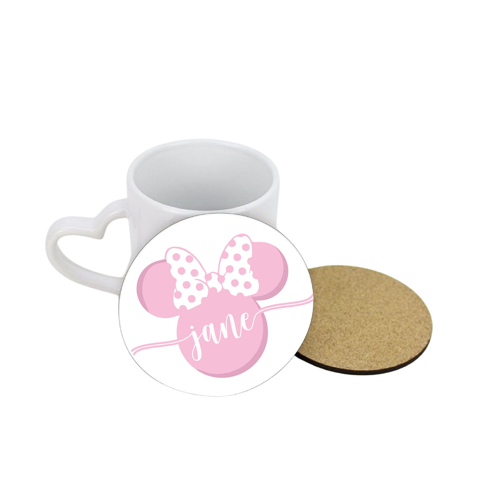 Personalised Pastel Minnie Circle Coaster