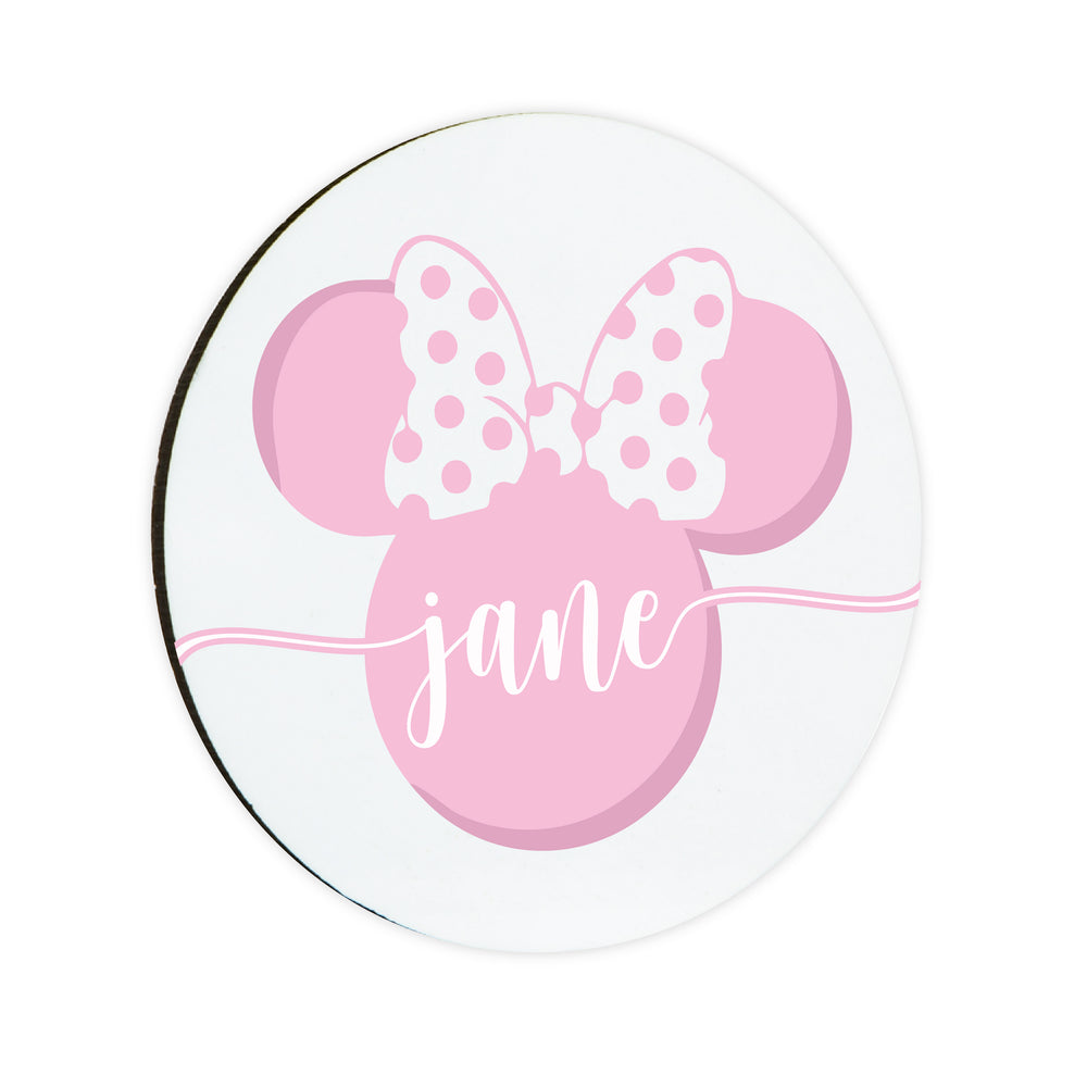 Personalised Pastel Minnie Circle Coaster