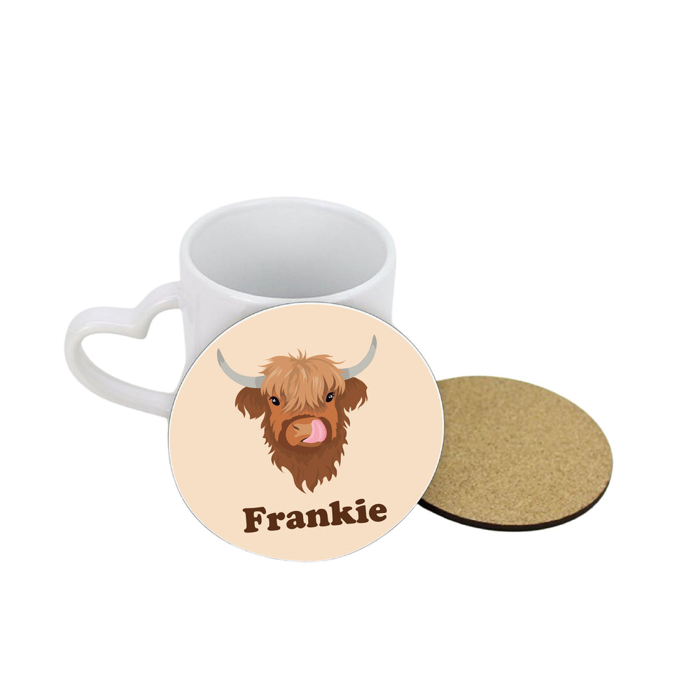 Personalised Highland Cow Circle Coaster